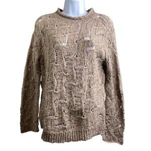 Inhabit Women's Beige Wool Blend Knit Sweater Size S Boho Luxe Chunky Natural